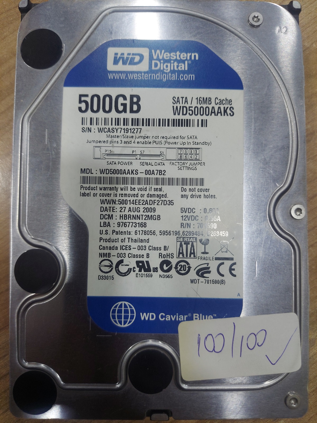 WD WD500AAKS 500GB Sata Harddisk 3.5"